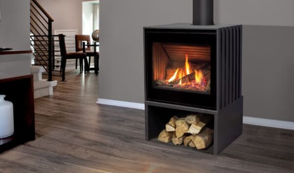 Stock Image - Enviro The Cube Enviro Gas Freestanding & Legs & Traditional Stove - Stove Depot and Chimney Works