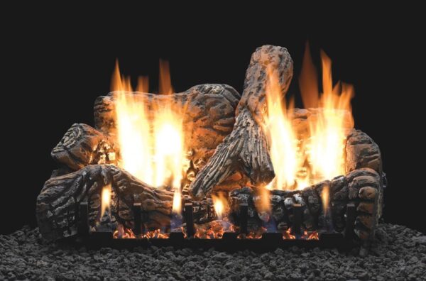 Stock Image - American Hearth - Vented Slope Glaze Burners and Matching Log Sets American Hearth - Stove Depot and Chimney Works