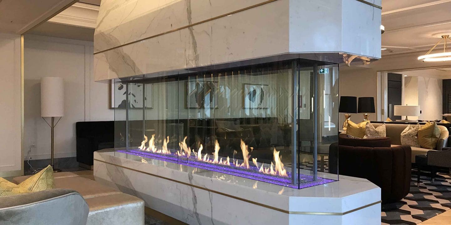Stock Image - DaVinci Custom Fireplaces - DaVinci Collection - Island Linear Gas Fireplace DaVinci Gas Linear Fireplace & Outdoor Fire - Stove Depot and Chimney Works