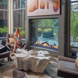 Stock Image - DaVinci Custom Fireplaces - DaVinci Collection - See-Thru Linear Gas Fireplace DaVinci Gas Linear Fireplace & Outdoor Fire - Stove Depot and Chimney Works
