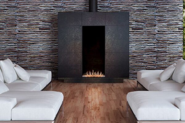 Stock Image - Flare - Passage Flare Fireplaces Gas Portrait & See-Thru Fireplace - Stove Depot and Chimney Works