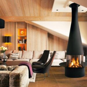 Stock Image - European Home - Filiofocus Central 2000 European Home Wood Chimnee Fireplace & Island Fireplace - Stove Depot and Chimney Works