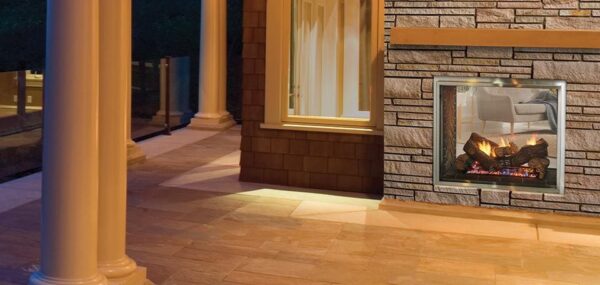Stock Image - Outdoor Lifestyles Fortress See-Through Gas Fireplace Outdoor Lifestyles Gas Fireplace & Outdoor Fire - Stove Depot and Chimney Works