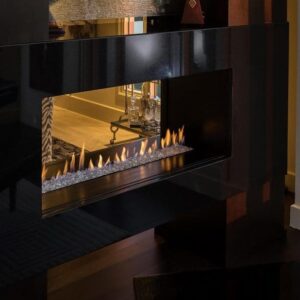 Stock Image - European Home - H Series See Through European Home Gas See-Thru Fireplace - Stove Depot and Chimney Works