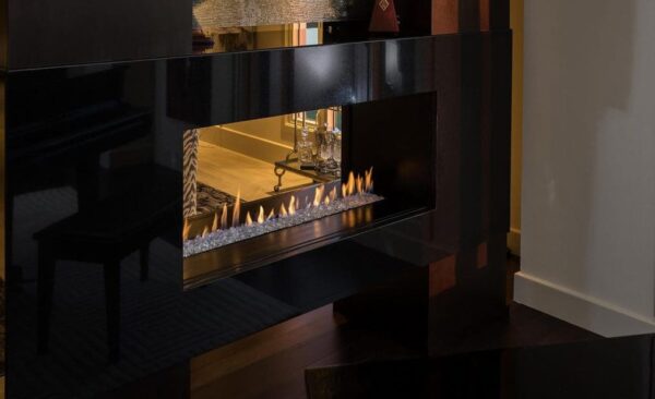 Stock Image - European Home - H Series See Through European Home Gas See-Thru Fireplace - Stove Depot and Chimney Works