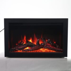 Stock Image - Amantii - Smart 26” Fireplace – includes a steel trim, glass inlay, 10 piece log set with remote and cord  - Stove Depot and Chimney Works