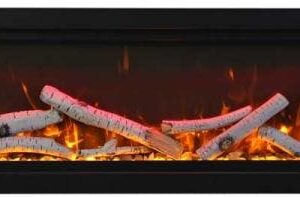 Stock Image - Amantii - Smart 34" Clean face Electric Built-in with log and glass, black steel surround  - Stove Depot and Chimney Works