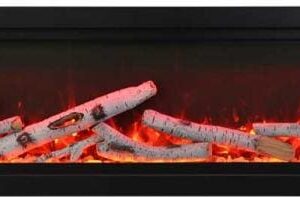 Stock Image - Amantii - Smart 42" Clean face Electric Built-in with log and glass, black steel surround  - Stove Depot and Chimney Works