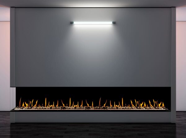 Stock Image - Flare - Large Left Corner Flare Fireplaces Gas Corner Fireplace - Stove Depot and Chimney Works