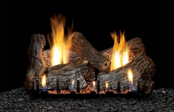 Stock Image - American Hearth - Vented Slope Glaze Burners and Matching Log Sets American Hearth - Stove Depot and Chimney Works