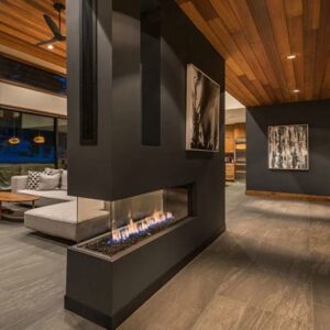 Stock Image - European Home - Lucius 140 Room Divider MKII European Home Gas See-Thru Fireplace - Stove Depot and Chimney Works