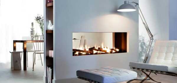 Stock Image - European Home - Lucius 140 T MKII European Home Gas See-Thru Fireplace - Stove Depot and Chimney Works