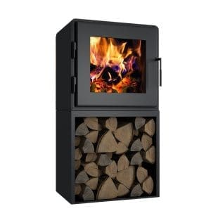 Stock Image - MF Fire - Nova Tower Wood Burning Stove MF Fire - Stove Depot and Chimney Works