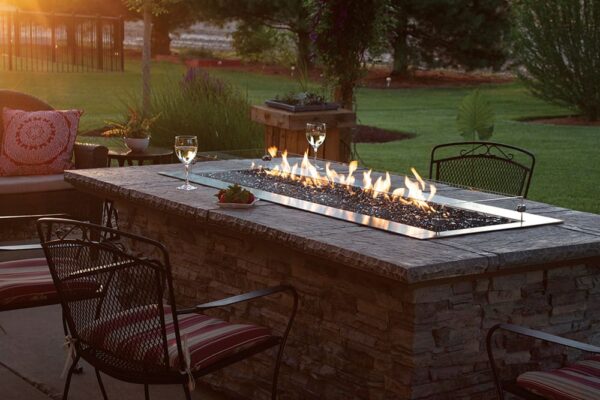 Stock Image - American Hearth - Outdoor Linear Fire Pit American Hearth - Stove Depot and Chimney Works