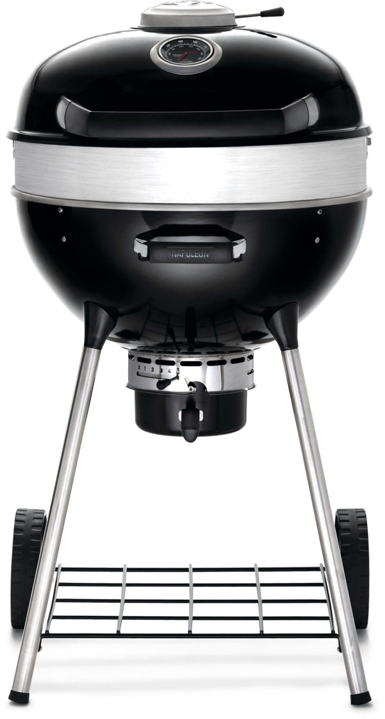 Stock Image - Napoleon - PRO22 Charcoal Kettle Grill, Black Napoleon Grill Charcoal Cart Freestanding Grill - Stove Depot and Chimney Works
