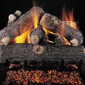 Stock Image - Rasmussen - Prestige Oak (PR) Rasmussen Gas Log Set & Burner - Stove Depot and Chimney Works