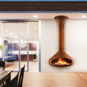 Stock Image - European Home Paxfocus Open Outdoor Wood Fireplace European Home Outdoor Fireplaces - Stove Depot and Chimney Works