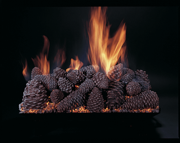 Stock Image - Rasmussen - Pine Cones (PC) Rasmussen Gas Log Set & Burner - Stove Depot and Chimney Works