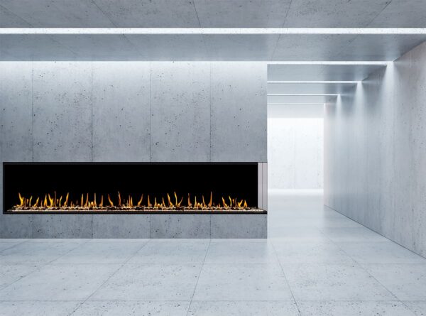 Stock Image - Flare - Large Right Corner Flare Fireplaces Gas Corner Fireplace - Stove Depot and Chimney Works