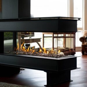 Stock Image - Flare - Room Definer Flare Fireplaces Gas Peninsula Fireplace - Stove Depot and Chimney Works