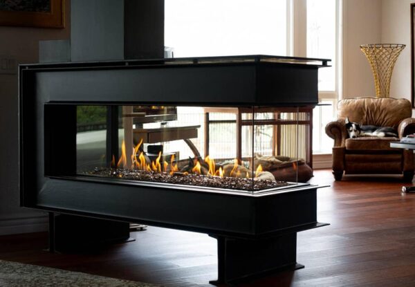 Stock Image - Flare - Room Definer Flare Fireplaces Gas Peninsula Fireplace - Stove Depot and Chimney Works