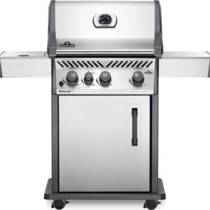 Stock Image - Napoleon - Rogue® XT 425 Natural Gas Grill with Infrared Side Burner, Stainless Steel Napoleon Grill Gas Cart & Infrared Freestanding Grill - Stove Depot and Chimney Works