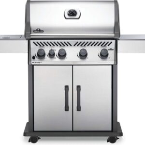 Stock Image - Napoleon - Rogue® XT 525 Natural Gas Grill with Infrared Side Burner, Stainless Steel Napoleon Grill Gas Cart & Infrared Freestanding Grill - Stove Depot and Chimney Works