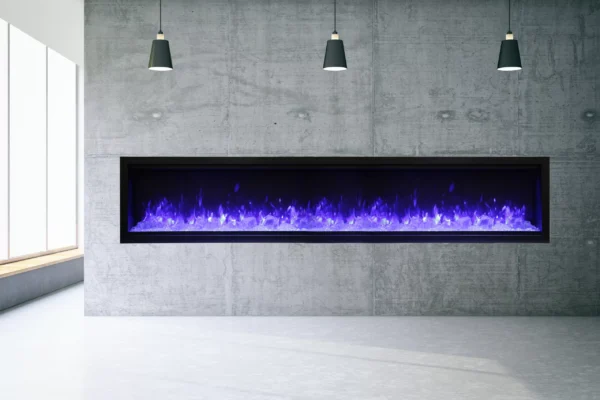 Stock Image - Amantii - Smart 100" Extra Tall Clean face Electric Built-in with black steel surround  - Stove Depot and Chimney Works