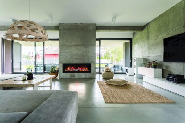 Stock Image - Amantii - Smart 50" Clean face Electric Built-in with log and glass, black steel surround  - Stove Depot and Chimney Works
