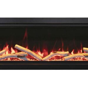 Stock Image - Amantii - Smart 74" Clean face Electric Built-in with log and glass, black steel surround  - Stove Depot and Chimney Works