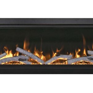 Stock Image - Amantii - Smart 88" Clean face Electric Built-in with log and glass, black steel surround  - Stove Depot and Chimney Works