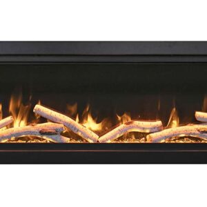 Stock Image - Amantii - Smart 100" Clean face Electric Built-in with log and glass, black steel surround  - Stove Depot and Chimney Works