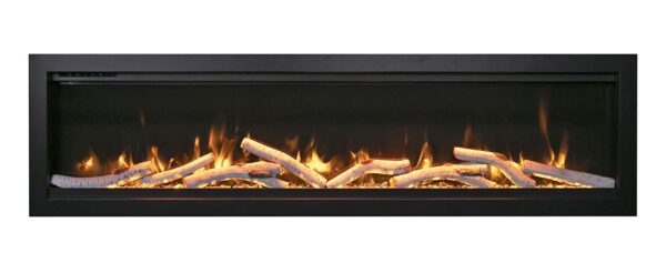 Stock Image - Amantii - Smart 100" Clean face Electric Built-in with log and glass, black steel surround  - Stove Depot and Chimney Works