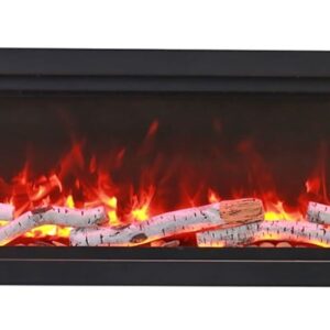 Stock Image - Amantii - 50" Clean face Electric Built-in with log and glass, black steel surround  - Stove Depot and Chimney Works