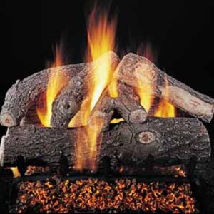 Stock Image - Rasmussen - Frosted Oak (S) Rasmussen Gas Log Set & Burner - Stove Depot and Chimney Works