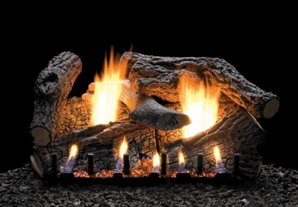Stock Image - American Hearth - Vented Slope Glaze Burners and Matching Log Sets American Hearth - Stove Depot and Chimney Works