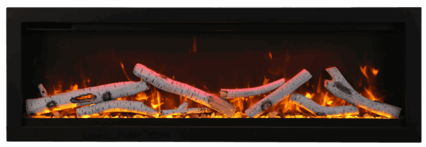 Stock Image - Amantii - Smart 50" Clean face Electric Built-in with log and glass, black steel surround  - Stove Depot and Chimney Works