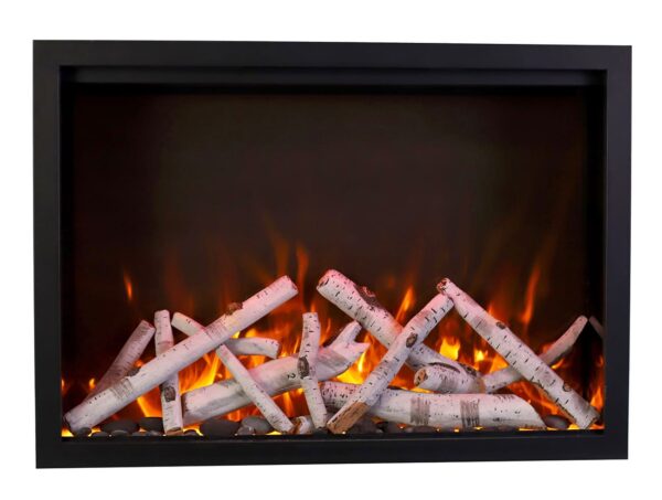 Stock Image - Amantii - Smart 44” Fireplace – includes a steel trim, glass inlay, 20 piece log set with remote and cord  - Stove Depot and Chimney Works