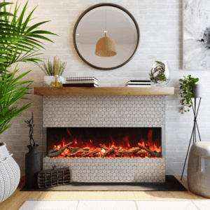 Stock Image - Amantii - Smart 60" 3 sided glass electric fireplace Built-in only  - Stove Depot and Chimney Works