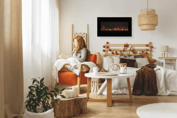 Stock Image - Amantii - Smart 26" Flush Mount fireplace with Black Glass Surround, Log set  - Stove Depot and Chimney Works
