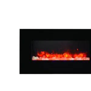 Stock Image - Amantii - Smart 34" Flush Mount fireplace with Black Glass Surround, Log set  - Stove Depot and Chimney Works