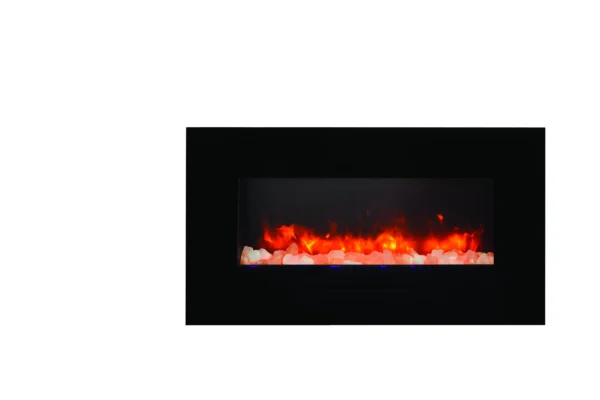 Stock Image - Amantii - Smart 34" Flush Mount fireplace with Black Glass Surround, Log set  - Stove Depot and Chimney Works
