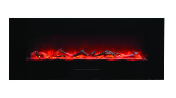Stock Image - Amantii - Smart 48" Flush Mount fireplace with Black Glass Surround, Log set  - Stove Depot and Chimney Works