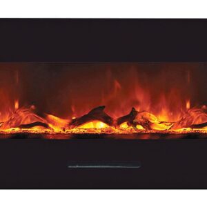 Stock Image - Amantii - Smart 50" Flush Mount fireplace with Black Glass Surround, Log set  - Stove Depot and Chimney Works