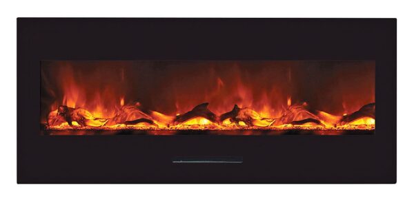 Stock Image - Amantii - Smart 50" Flush Mount fireplace with Black Glass Surround, Log set  - Stove Depot and Chimney Works