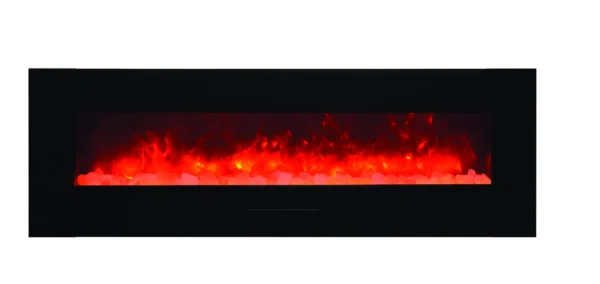 Stock Image - Amantii - Smart 60" Flush Mount fireplace with Black Glass Surround, Log set  - Stove Depot and Chimney Works