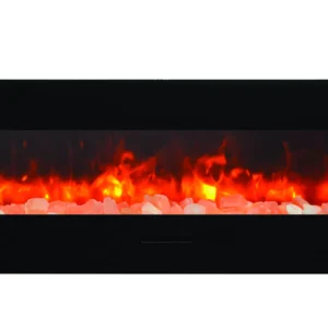 Stock Image - Amantii - Smart 72" Flush Mount fireplace with Black Glass Surround, Log set  - Stove Depot and Chimney Works