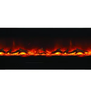 Stock Image - Amantii - Smart 88" Flush Mount fireplace with Black Glass Surround, Log set  - Stove Depot and Chimney Works
