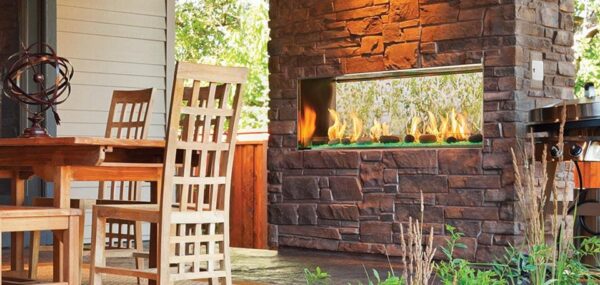 Stock Image - Outdoor Lifestyles Lanai See-Through Gas Fireplace Outdoor Lifestyles Gas Fireplace & Outdoor Fire - Stove Depot and Chimney Works