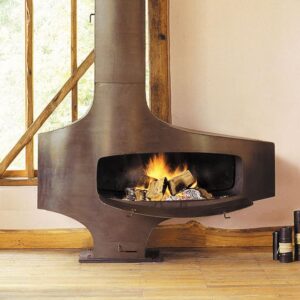 Stock Image - European Home - Heterofocus 1400 European Home Wood Chimnee Fireplace & Island Fireplace - Stove Depot and Chimney Works
